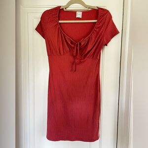 Livi by Olivia Rae Red Ribbed Knit Mini Dress | Size M | Short Sleeve Bodycon